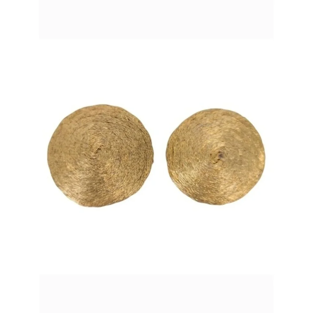Vintage‎ Gold Metal Braided Rope Cable Round Circle Clip Earrings